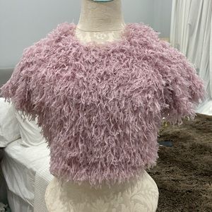 Feathery feel blouse; semi-crop